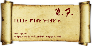 Milin Flórián névjegykártya